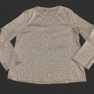Monteau Los Angeles Top Shirt Blouse Soft Thin Leopard Light Pink Cream Large